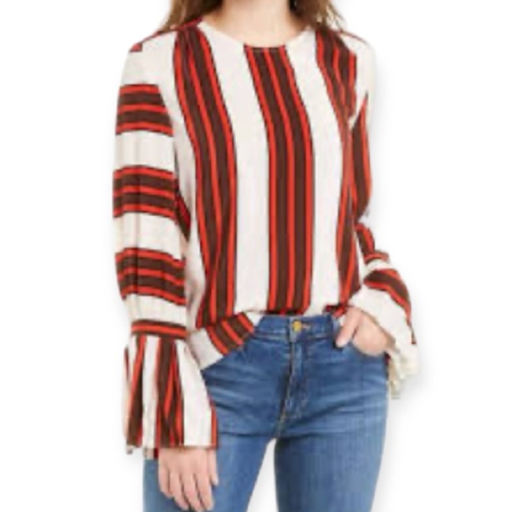 Tory Burch Silk Striped Blouse Size 10